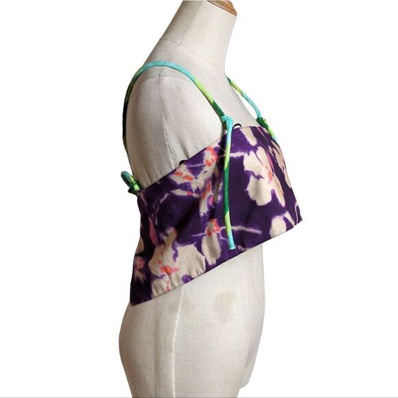 Zara Purple Tropical Print Bandeau Crop Top NWT - Picture 3 of 7